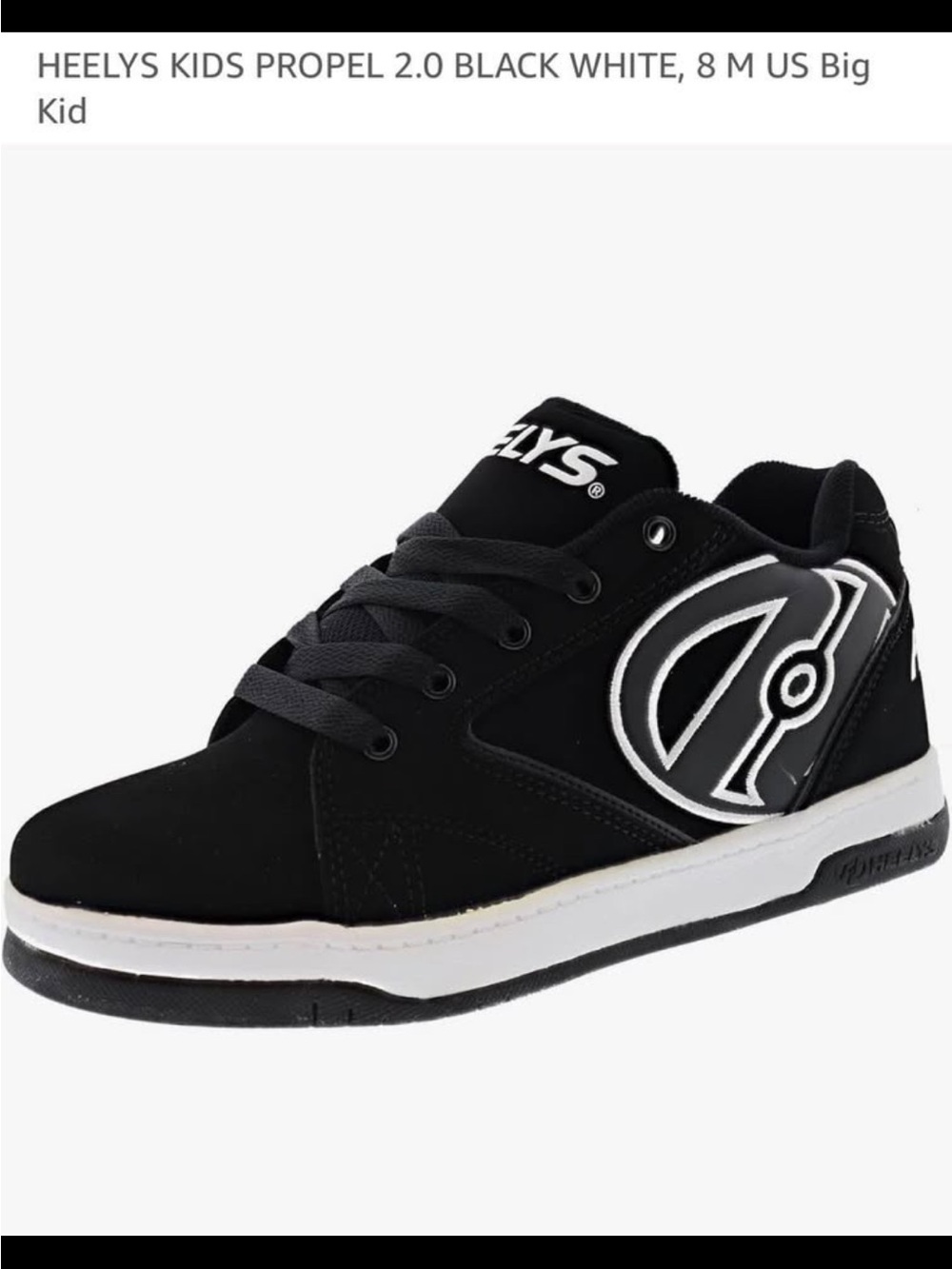 NIB Heelys Black and White Kids' Skate Sneaker with Logo Accent